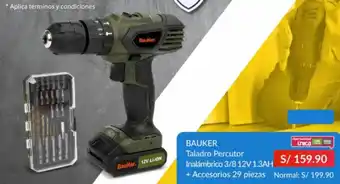 Sodimac Bauker Talaadro Percutor Inálambrico 3/8 12V 1.3AH oferta