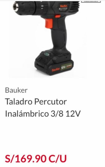 Sodimac Bauker Taladro Percutor Inalámbrico 3/8 12V oferta