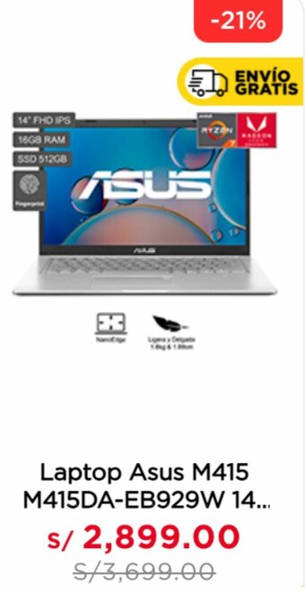 La Curacao Laptop Asus M415 M415DA-EB929W 14" oferta