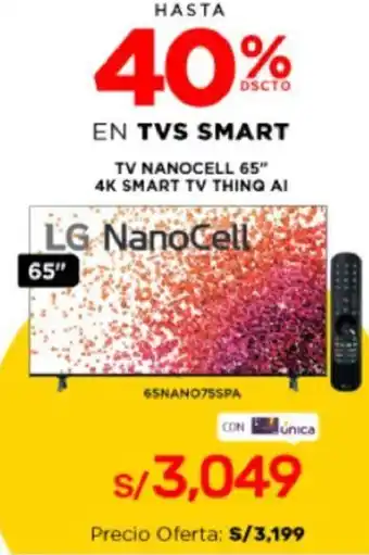 LG TV Nanocell 65" 4K Smart TV ThinQ AI