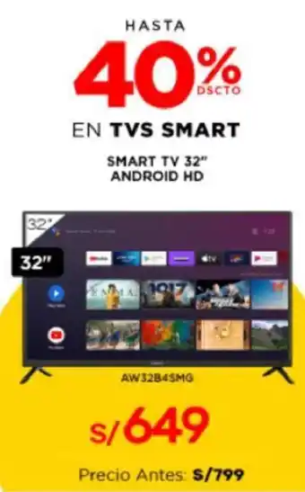 La Curacao Smart TV 32" Android HD oferta
