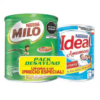 Tottus Suplemento granulado milo 400 gr + leche evaporada ideal amanecer 395 gr oferta