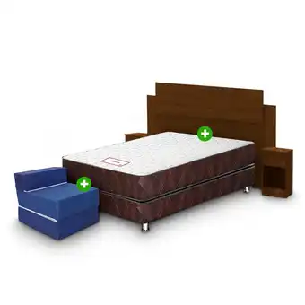Tottus Combo cama majestic cacao 2 plazas + cabecera + 2 veladores + sofa cama oferta