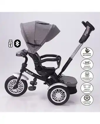 Tiendas EFE Triciclo guiador zoe usb 360 gris ebaby oferta