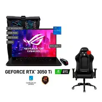 Hiraoka Laptop gaming asus rog zephyrus m16 gu603ze-ls020w 16" intel core i7-12700h 512gb 16gb ram + silla gamer antryx challenger ne oferta