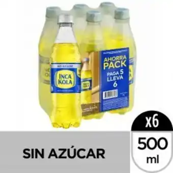 Freshmart Gaseosa inca kola sin azúcar - botella 500ml (pack x6) - pack oferta