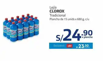 Makro Lejía clorox tradicional plancha de 15 unids x 680 g. c/u oferta