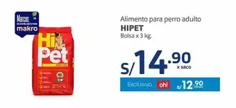 Makro Alimento para perro adulto hipet bolsa x 3 kg oferta