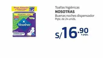 Makro Toallas higiénicas nosotras buenas noches dispensador pqte. de 24 unids. oferta