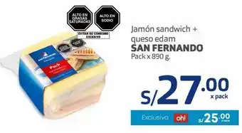Makro Jamón sandwich + queso edam san fernando pack x 890 g. oferta