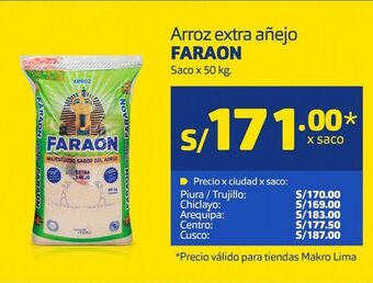 Makro Arroz extra añejo faraon 50kg oferta