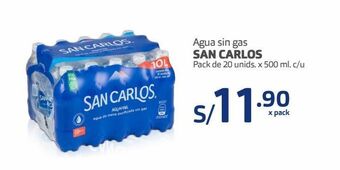 Makro Agua sin gas san carlos pack de 20 unids. x 500 ml. c/u oferta