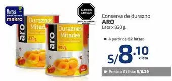 Makro Conserva de durazno aro lata x 820 g. oferta