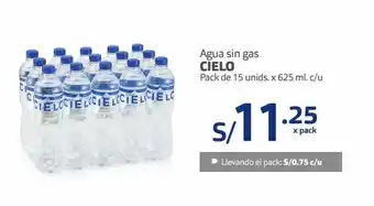 Makro Agua sin gas cielo pack de 15 unids. x 625 ml. c/u oferta