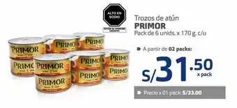 Makro Trozos de atún primor pack de 6 unids. x 170 g. c/u oferta