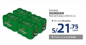 Makro Cerveza heineken pack de 6 latas x 330 ml. c/u oferta