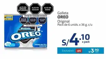 Makro Galleta oreo original pack de 6 unids. x 36 g. c/u oferta