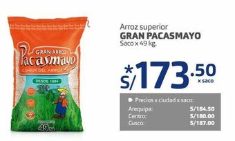 Makro Arroz superior gran pacasmayo saco x 49 kg. oferta