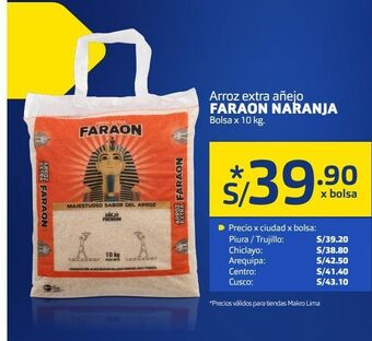 Makro Arroz extra añejo faraon naranja bolsa x 10 kg. oferta