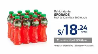 Makro Rehidratante sporade pack de 12 unids. x 500 ml. c/u oferta