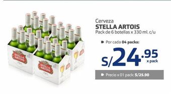 Makro Cerveza stella artois pack de 6 botellas x 330 ml. c/u oferta