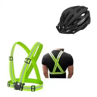 Tai Loy Kit proteccióncasco mtb negro con luz + chaleco reflectivo verde oferta