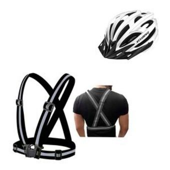 Tai Loy Kit protección casco mtb blanco con luz + chaleco reflectivo negro oferta