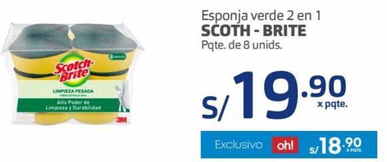 Makro Espoonja Verde 2 en 1 Scoth-Brite 8Unid oferta