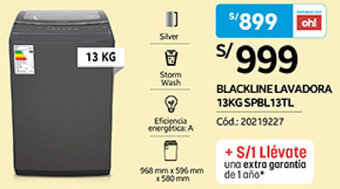 Plaza Vea Blackline Lavadora 13kg SPBL13TL oferta