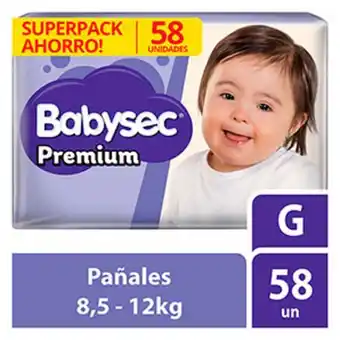 InkaFarma Pañal babysec premium super mega talla g - paquete 58 un oferta