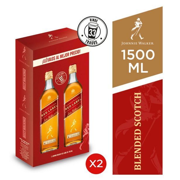 Tottus Two pack whisky red label 750 ml oferta