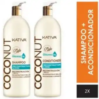 Freshmart Pack 1 shampo + 1 acondicionador kativa coconut - envase 1 litro - unidad oferta