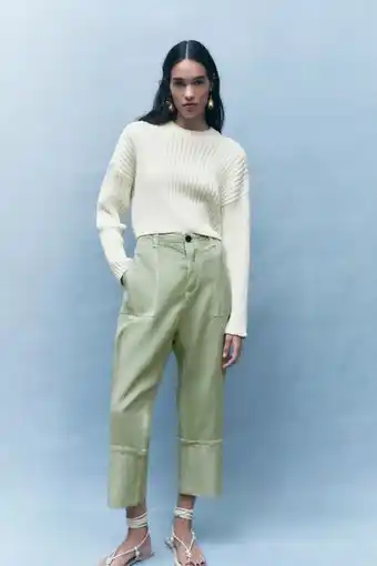 ZARA Pantalón con lino bajo vuelta oferta