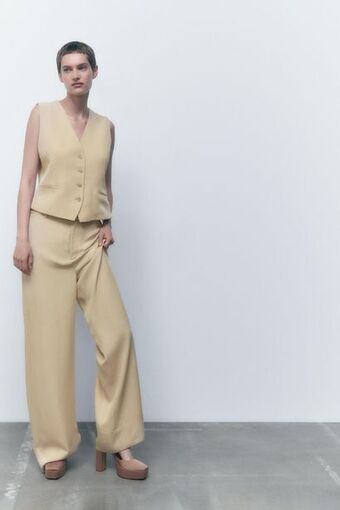 ZARA Pantalón ancho fluido oferta