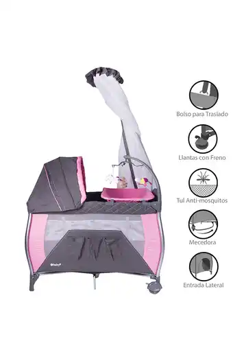 Tiendas EFE Cuna corral mecedora napy 779-c rosado oferta