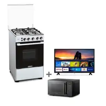 Hiraoka Cocina a glp miray mirto 4 hornillas + tv miray led hd smart 32" ms32-k502 + horno microondas miray hmm-21n oferta