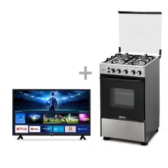 Hiraoka Cocina a glp miray limon 4 hornillas + tv miray led hd smart 32" ms32-k502 oferta