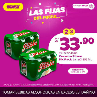 Tambo Pilsen Cerveza Six Pack Lata x 355 ml oferta