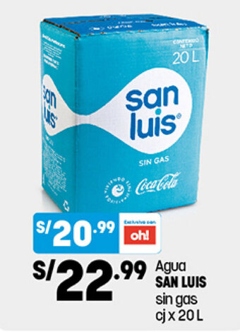 Plaza Vea San Luis Agua sin gas cj x 20 L oferta