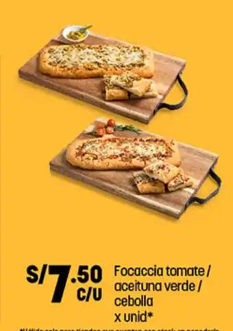 Plaza Vea Focaccia tomate / Aceituna verde / cebolla x unid oferta