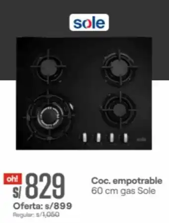 Promart Sole Coc. Empotrable 60cm Gas oferta