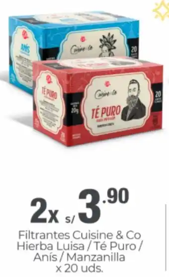 Metro Filtrantes Cuisine & Co Hierba Luisa/Té Puro/Anís/Manzanilla 20uds oferta