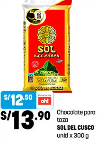 Plaza Vea Chocolate para Taza Sol Del Cusco Unid x 300g oferta