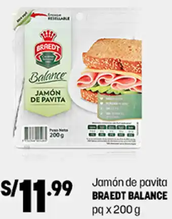 Plaza Vea Jamón de Pavita Braedt Balance 200g oferta