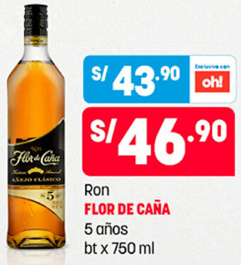 Plaza Vea Ron Flor de Caña 5 Años bt x 750ml oferta