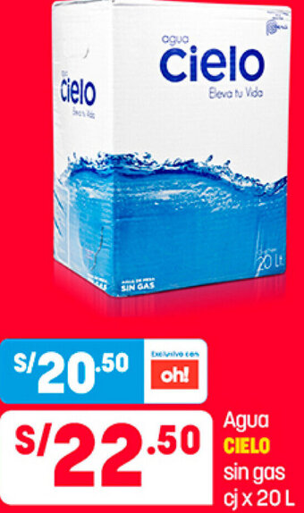 Plaza Vea Agua Cielo sin Gas cj x 20L oferta