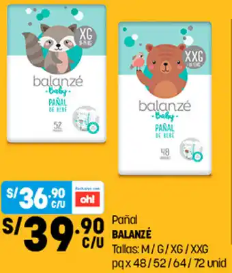 Plaza Vea Pañal Balanzé M, G, XG, XXG oferta