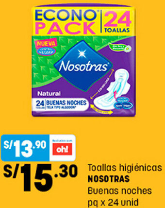 Plaza Vea Toallas Higiénicas Nosotras Buenas Noches pq x 24 Unid oferta