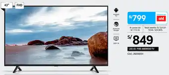 Plaza Vea LED 43-FHD Android TV 43" oferta