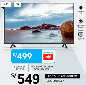 Plaza Vea LED 32-HD Android TV oferta